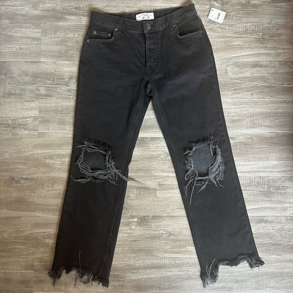 Free People Distressed Black Jeans